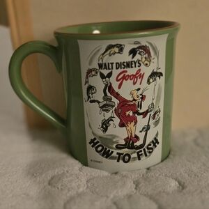 The Disney Store: Goofy How to Fish Ceramic Coffee Cup Mug Green